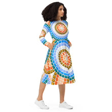 Load image into Gallery viewer, Women&#39;s Mosaic Long Sleeve Midi Dress
