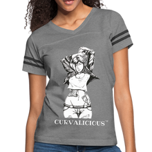 Load image into Gallery viewer, Women’s &quot;Curvalicious&quot; Vintage Sport T-Shirt - heather gray/charcoal
