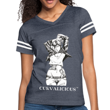 Load image into Gallery viewer, Women’s &quot;Curvalicious&quot; Vintage Sport T-Shirt - vintage navy/white
