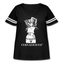 Load image into Gallery viewer, Women&#39;s B/W &quot;Curvalicious&quot; Vintage Sport T-Shirt (Plus) - black/white
