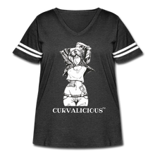 Load image into Gallery viewer, Women&#39;s B/W &quot;Curvalicious&quot; Vintage Sport T-Shirt (Plus) - vintage smoke/white
