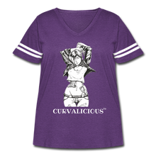 Load image into Gallery viewer, Women&#39;s B/W &quot;Curvalicious&quot; Vintage Sport T-Shirt (Plus) - vintage purple/white
