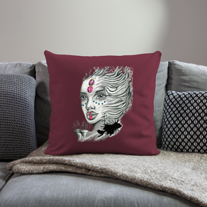 "Coral Girl" Throw Pillow Cover 18” x 18” - burgundy