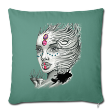 Load image into Gallery viewer, &quot;Coral Girl&quot; Throw Pillow Cover 18” x 18” - cypress green
