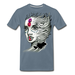 "Coral Girl" Men's Premium T-Shirt - steel blue