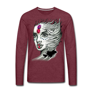 Men's "Coral Girl" Premium Long Sleeve T-Shirt - heather burgundy