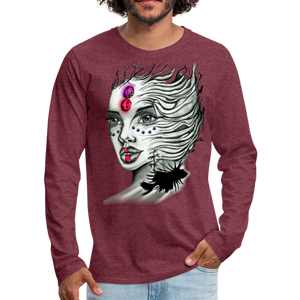 Men's "Coral Girl" Premium Long Sleeve T-Shirt - heather burgundy