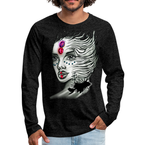 Men's "Coral Girl" Premium Long Sleeve T-Shirt - charcoal gray