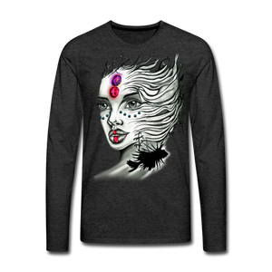 Men's "Coral Girl" Premium Long Sleeve T-Shirt - charcoal gray