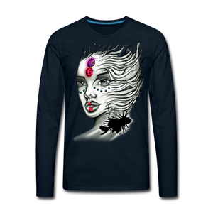 Men's "Coral Girl" Premium Long Sleeve T-Shirt - deep navy