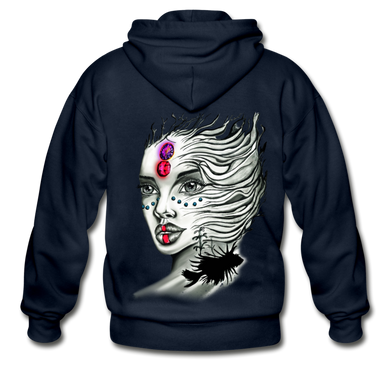 “Coral Girl” Gildan Heavy Blend Adult ZIP HOODIE - navy