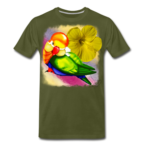 Pretty Bird with multi-color - olive green