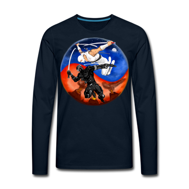 ‘Yin-Yang” Men's Premium Long Sleeve T-Shirt - deep navy