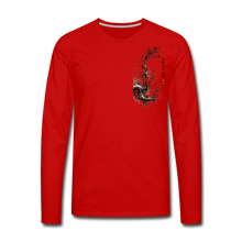 Load image into Gallery viewer, &#39;Dancing Crane&#39; Men&#39;s Premium Long Sleeve T-Shirt - red
