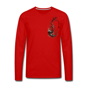 'Dancing Crane' Men's Premium Long Sleeve T-Shirt - red