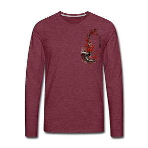 'Dancing Crane' Men's Premium Long Sleeve T-Shirt - heather burgundy