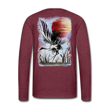 Load image into Gallery viewer, &#39;Dancing Crane&#39; Men&#39;s Premium Long Sleeve T-Shirt - heather burgundy
