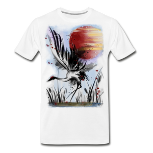 ‘Dancing Crane’ Men's Premium T-Shirt - white