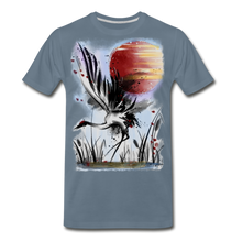 Load image into Gallery viewer, ‘Dancing Crane’ Men&#39;s Premium T-Shirt - steel blue
