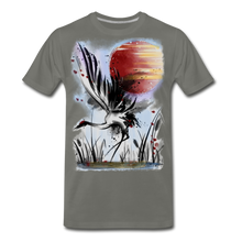 Load image into Gallery viewer, ‘Dancing Crane’ Men&#39;s Premium T-Shirt - asphalt gray
