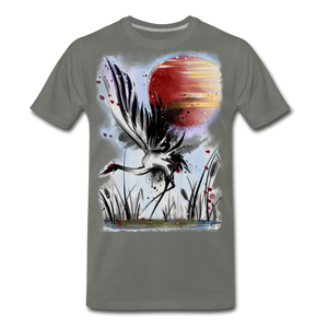 ‘Dancing Crane’ Men's Premium T-Shirt - asphalt gray