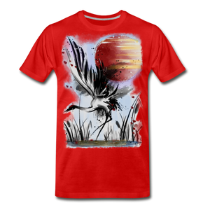 ‘Dancing Crane’ Men's Premium T-Shirt - red