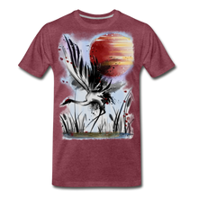 Load image into Gallery viewer, ‘Dancing Crane’ Men&#39;s Premium T-Shirt - heather burgundy
