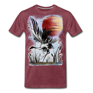 ‘Dancing Crane’ Men's Premium T-Shirt - heather burgundy