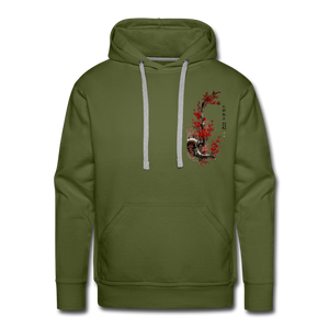 ‘Dancing Crane’ Men’s Premium Hoodie - olive green