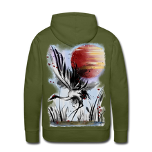 Load image into Gallery viewer, ‘Dancing Crane’ Men’s Premium Hoodie - olive green
